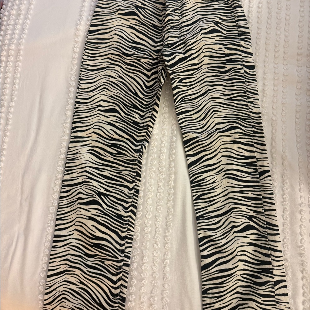 ZARA ZEBRA PRINT STRAIGHT FIT HIGH WAIST JEANS 6688/240
